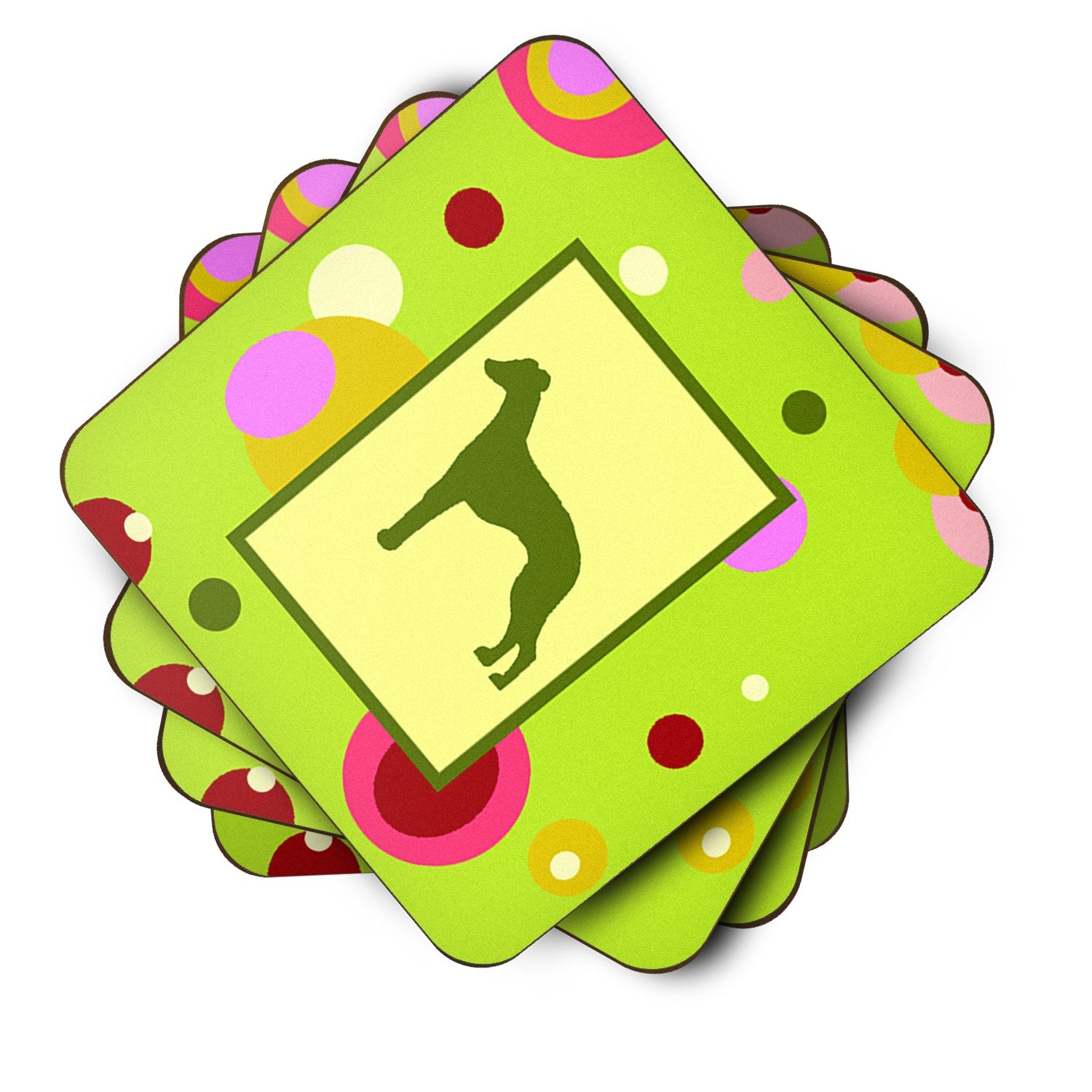 Whippet Foam Coasters Set of 4 Cup Coasters for Indoor Outdoor, Tabletop Protection, Anti Slip, Mouse pad Material