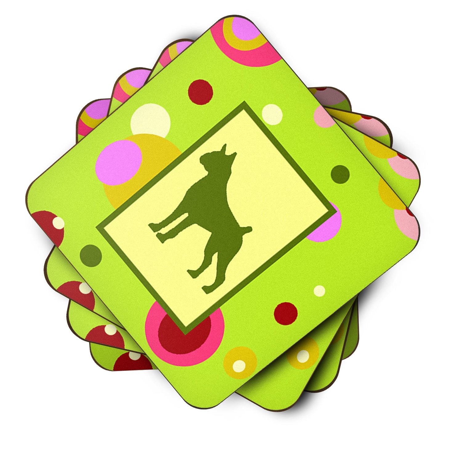 Boxer Foam Coasters Set of 4 Cup Coasters for Indoor Outdoor, Tabletop Protection, Anti Slip, Mouse pad Material