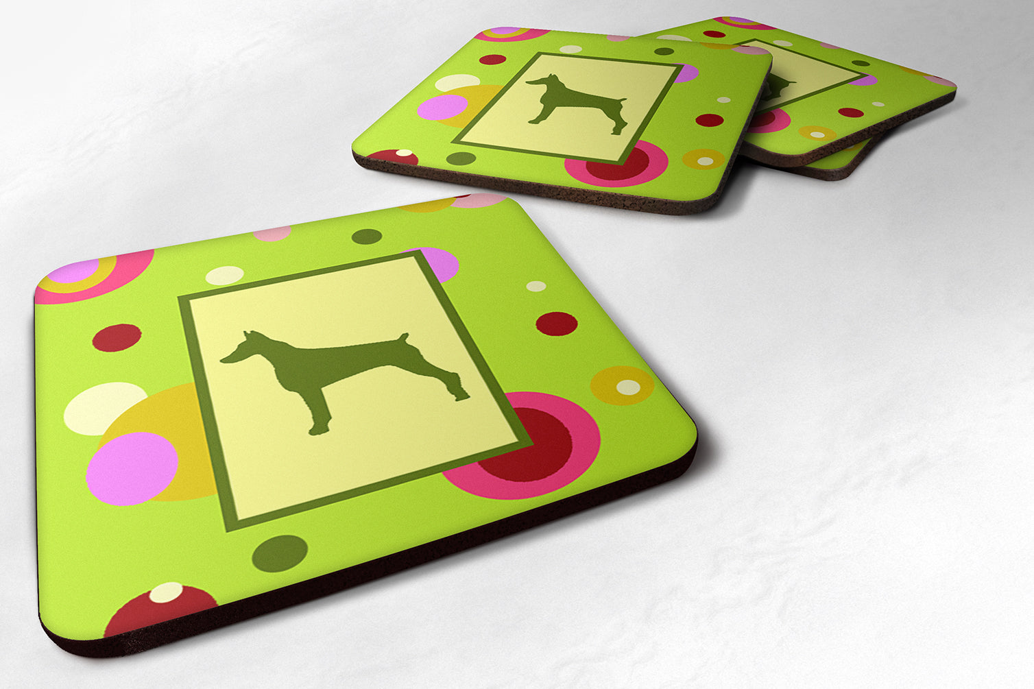 Doberman Foam Coasters Set of 4 Cup Coasters for Indoor Outdoor, Tabletop Protection, Anti Slip, Mouse pad Material