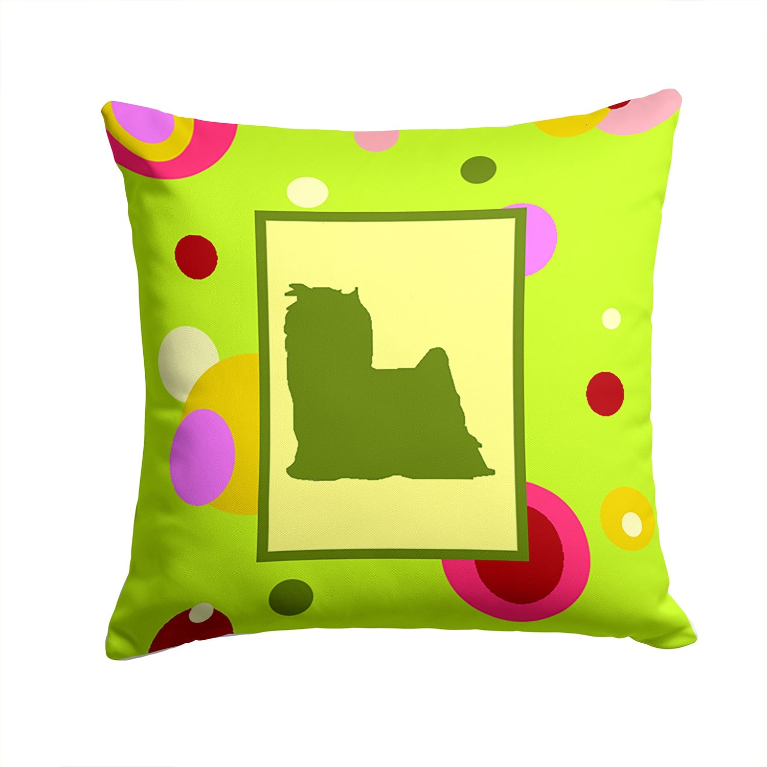 Yorkie Decorative Throw Pillow 14x14 Indoor Outdoor Accent Cushion, Fabric Cover with Insert for Sofa, Bed, Porch & Living Room