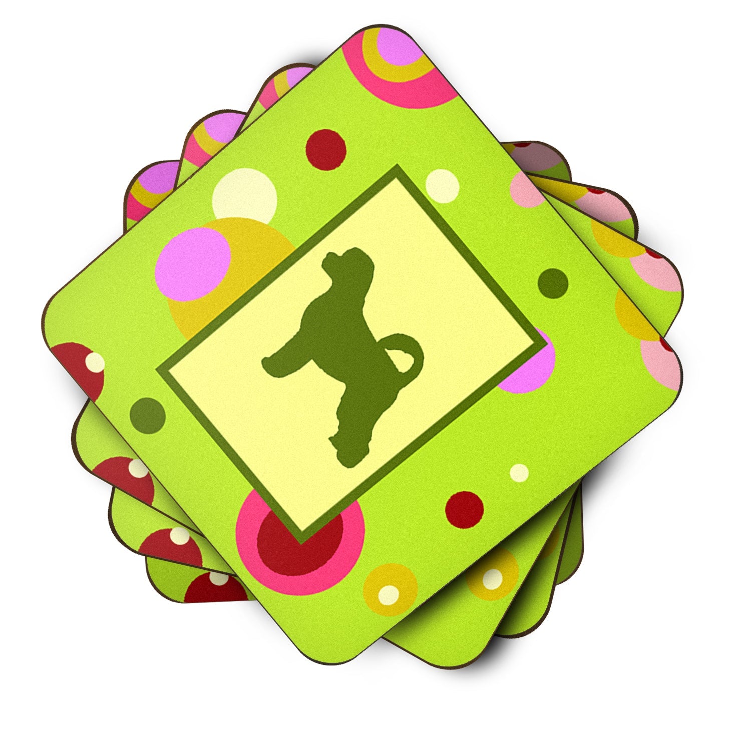 Portuguese Water Dog Foam Coasters Set of 4 Cup Coasters for Indoor Outdoor, Tabletop Protection, Anti Slip, Mouse pad Material