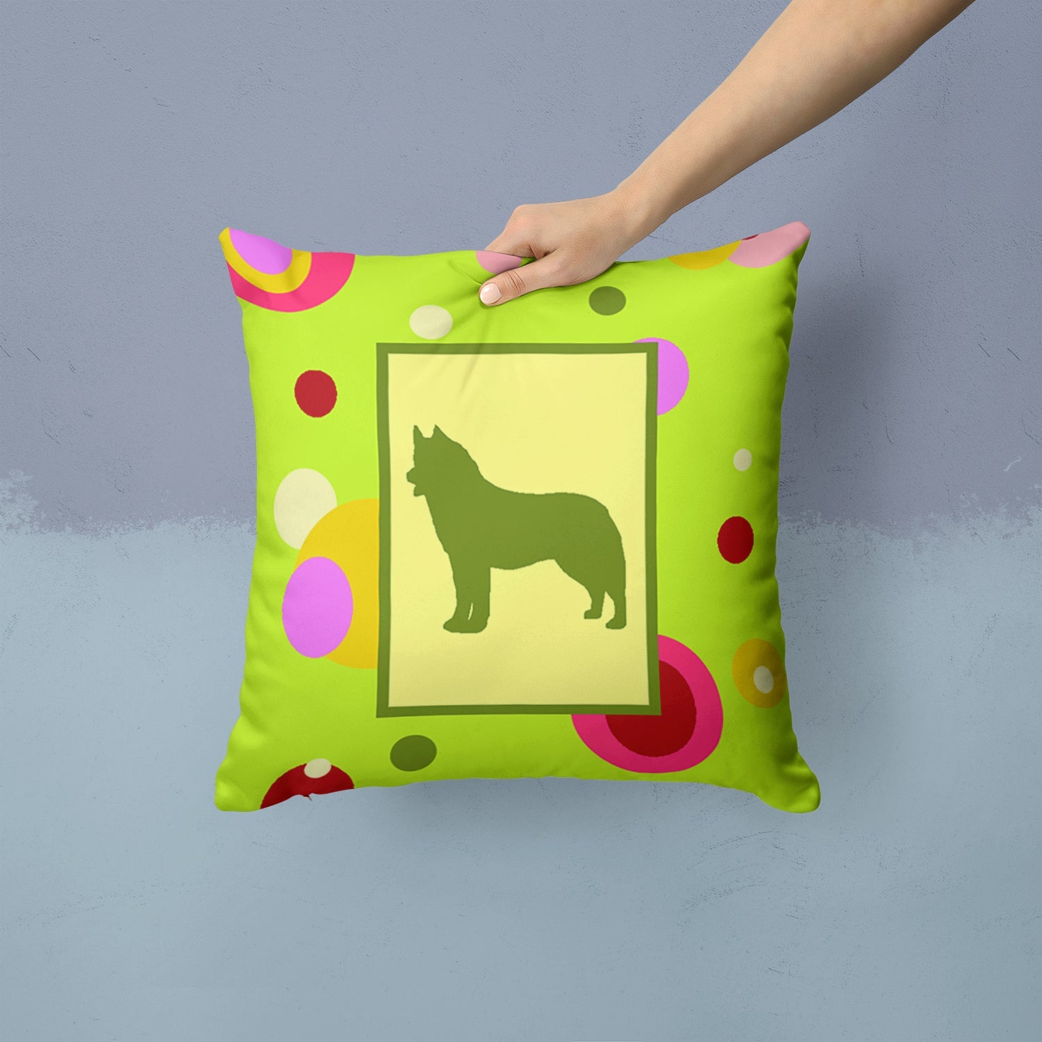 Siberian Husky Decorative Throw Pillow 14x14 Indoor Outdoor Accent Cushion, Fabric Cover with Insert for Sofa, Bed, Porch & Living Room