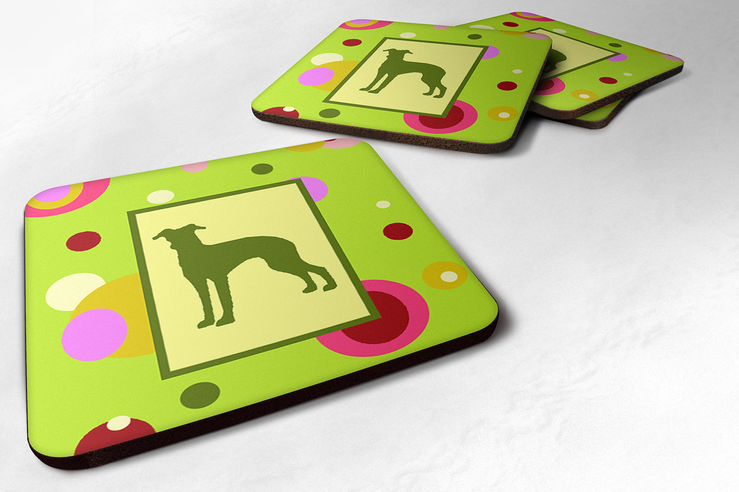 Italian Greyhound Foam Coasters Set of 4 Cup Coasters for Indoor Outdoor, Tabletop Protection, Anti Slip, Mouse pad Material