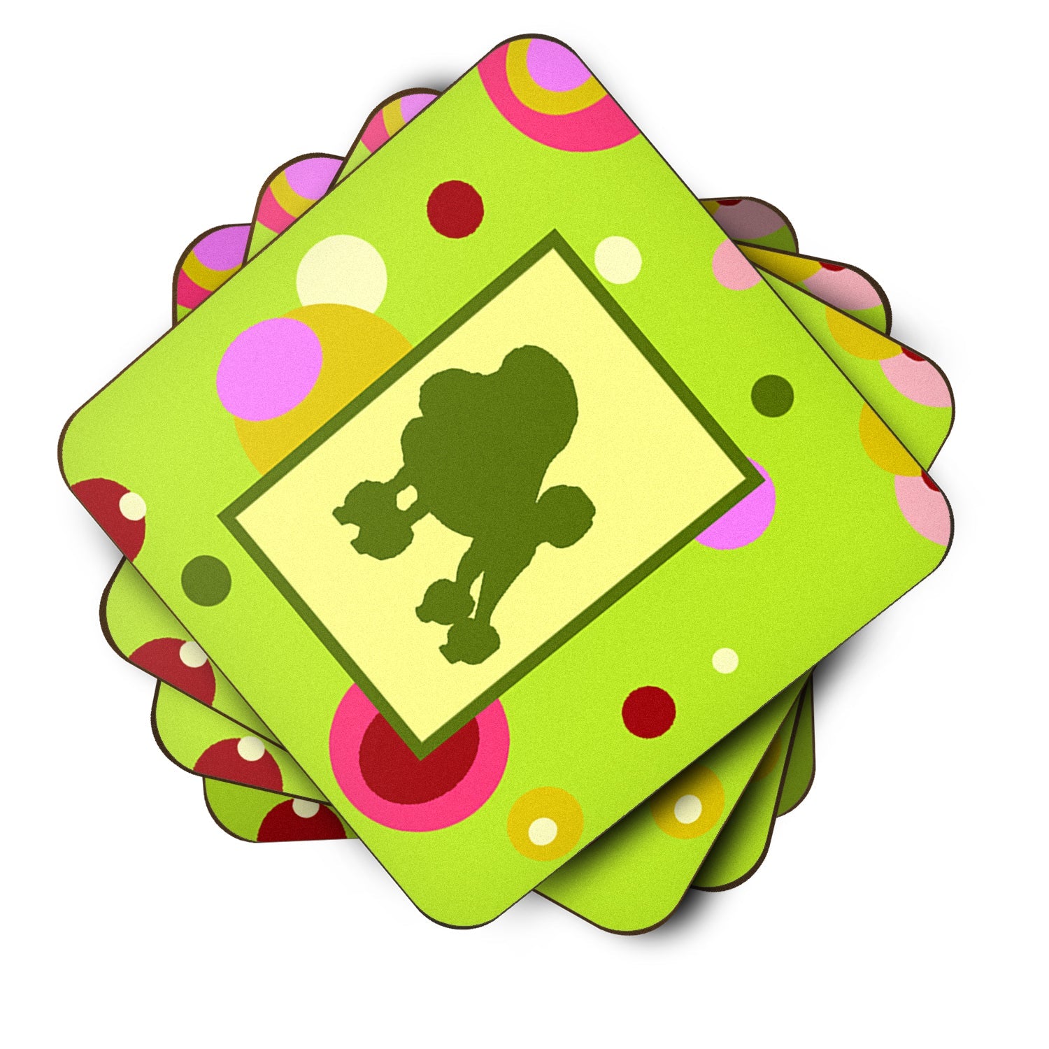 Poodle Foam Coasters Set of 4 Cup Coasters for Indoor Outdoor, Tabletop Protection, Anti Slip, Mouse pad Material