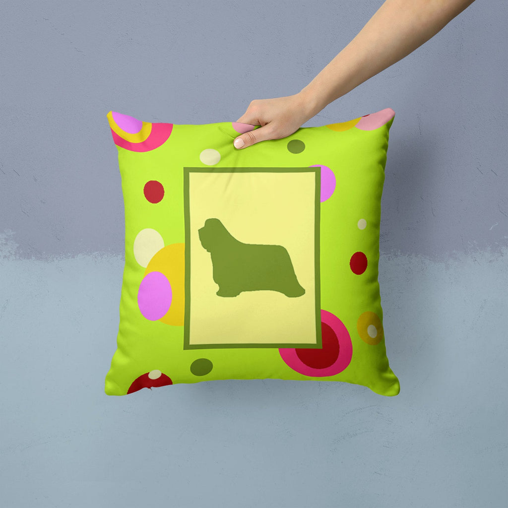 Bearded Collie Decorative Throw Pillow 14x14 Indoor Outdoor Accent Cushion, Fabric Cover with Insert for Sofa, Bed, Porch & Living Room