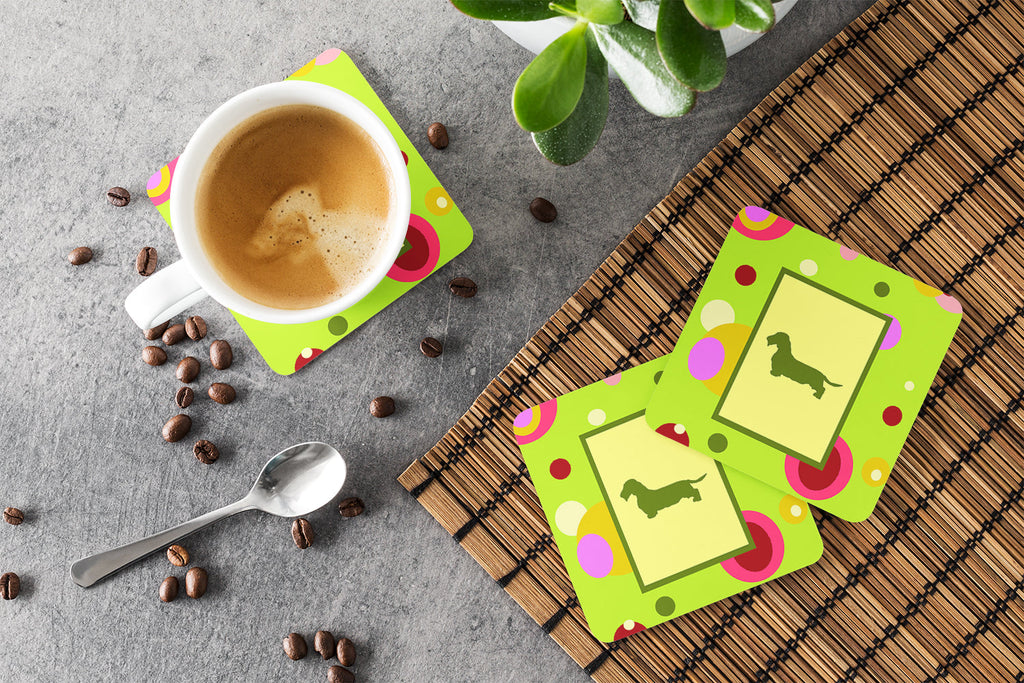 Dachshund Foam Coasters Set of 4 Cup Coasters for Indoor Outdoor, Tabletop Protection, Anti Slip, Mouse pad Material