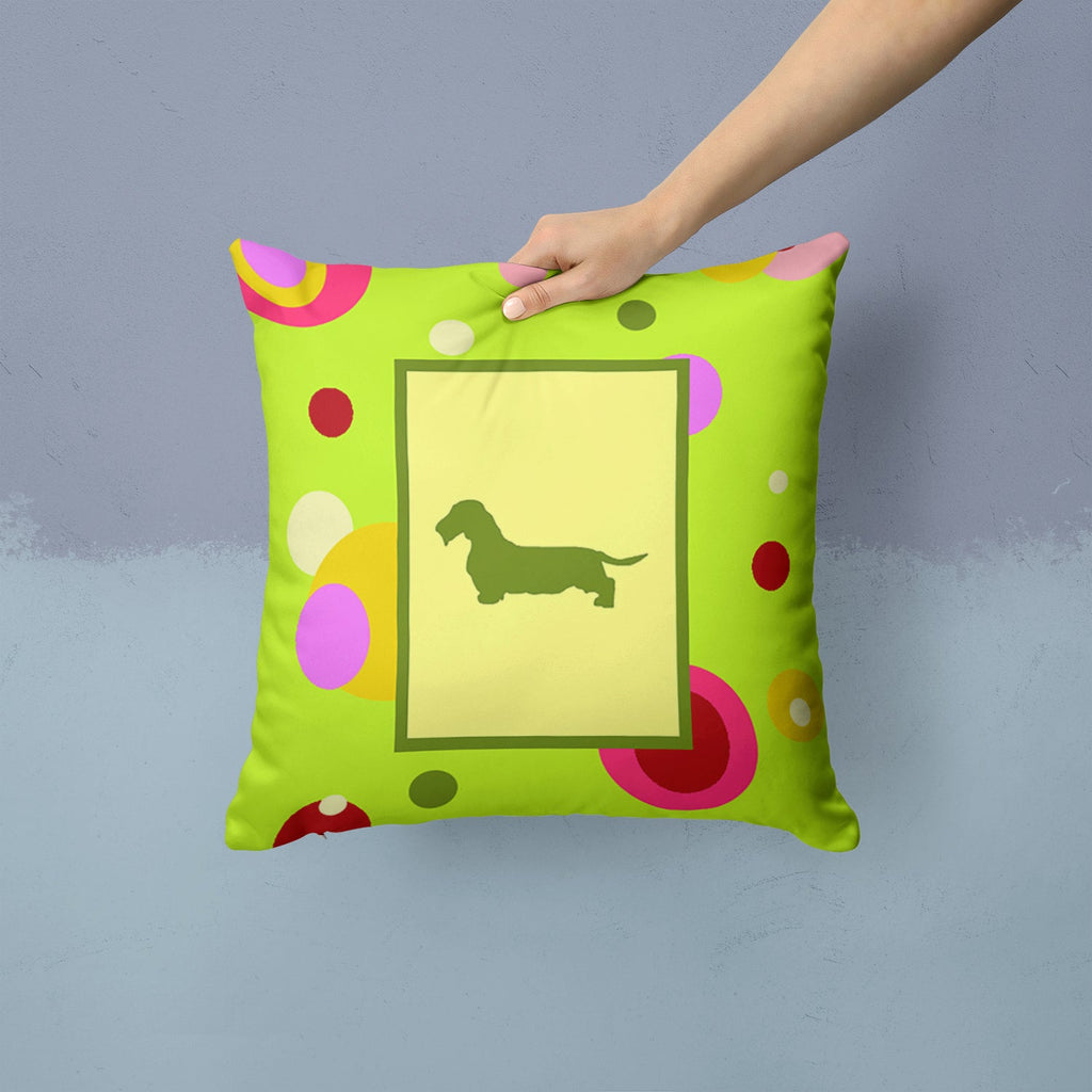 Dachshund Decorative Throw Pillow 14x14 Indoor Outdoor Accent Cushion, Fabric Cover with Insert for Sofa, Bed, Porch & Living Room