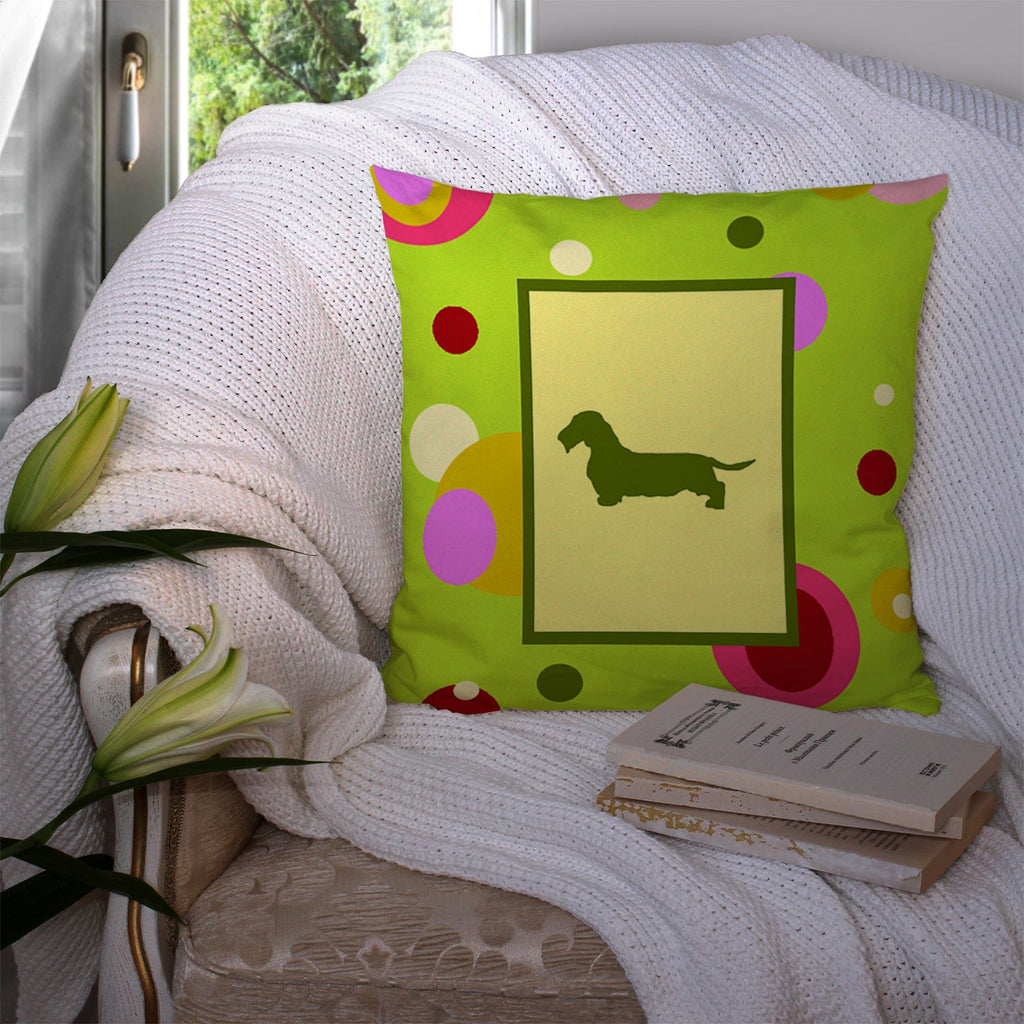 Dachshund Decorative Throw Pillow 14x14 Indoor Outdoor Accent Cushion, Fabric Cover with Insert for Sofa, Bed, Porch & Living Room