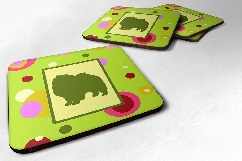 Keeshond Foam Coasters Set of 4 Cup Coasters for Indoor Outdoor, Tabletop Protection, Anti Slip, Mouse pad Material