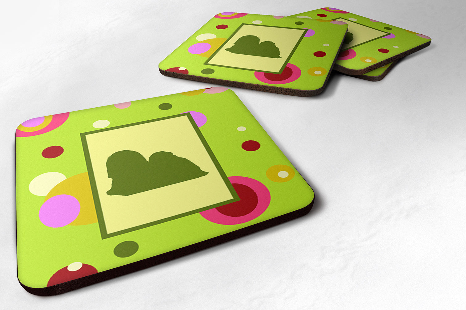 Lhasa Apso Foam Coasters Set of 4 Cup Coasters for Indoor Outdoor, Tabletop Protection, Anti Slip, Mouse pad Material