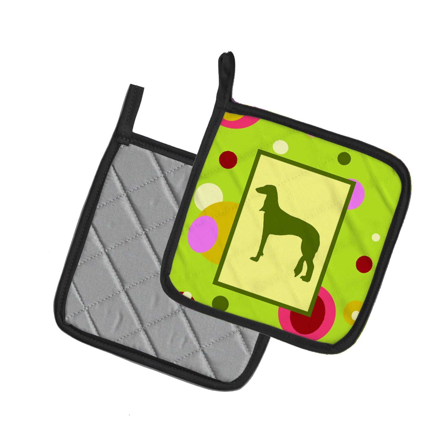 Saluki Pot Holder Set of 2 Heat Resistant Quilted Hot Pads 7.5 x 7.5 Inch, Insulated Kitchen Trivets for Cooking & Baking