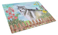 Alaskan Malamute Spring Cutting Board Tempered Glass Kitchen Cutting Surface, Heat Resistant Chopping, Non-Slip Feet, Food Prep & Serving