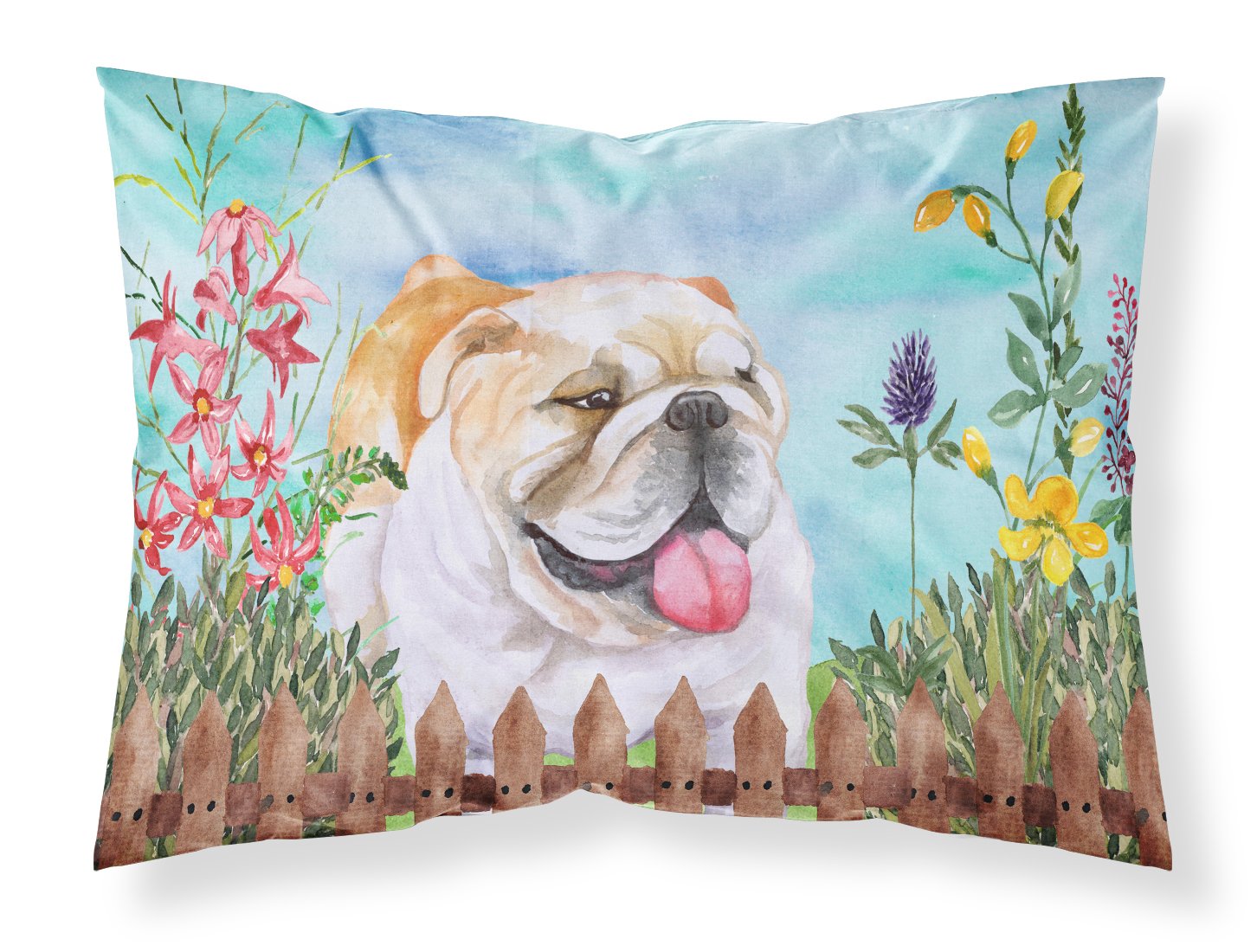 English Bulldog Spring Standard Pillowcase Lightweight Super Soft Easy Care Decorative Artwork Pillowcase, Standard