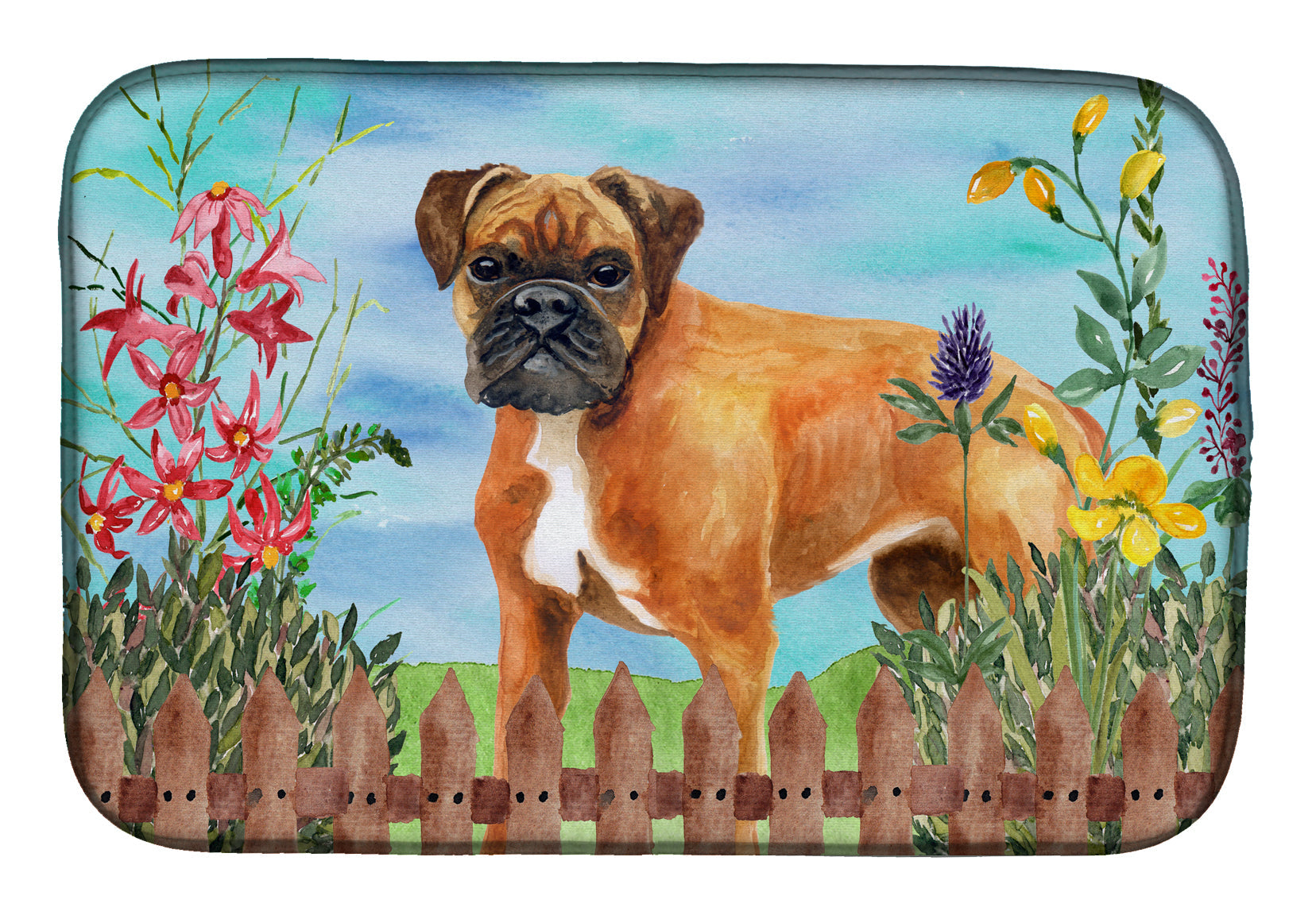 German Boxer Spring Dish Drying Mat Absorbent Dish Drying Mat Pad for Kitchen Counter Dish Drainer Mat for Countertop, 14 x 21", Multicolor