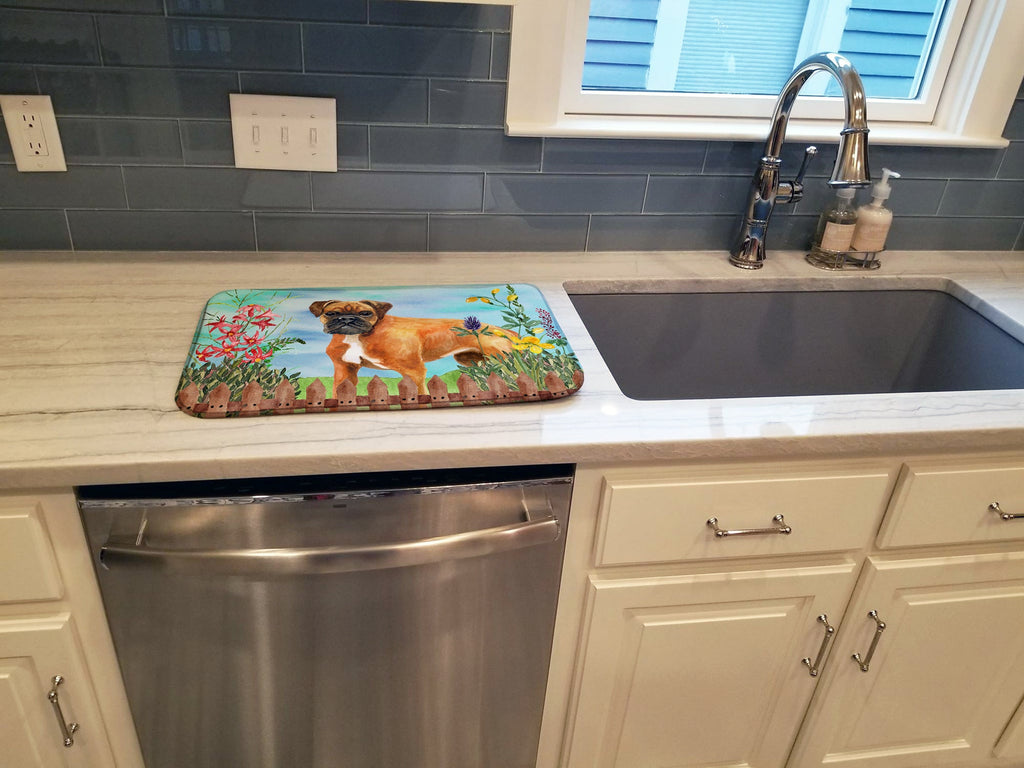 German Boxer Spring Dish Drying Mat Absorbent Dish Drying Mat Pad for Kitchen Counter Dish Drainer Mat for Countertop, 14 x 21", Multicolor