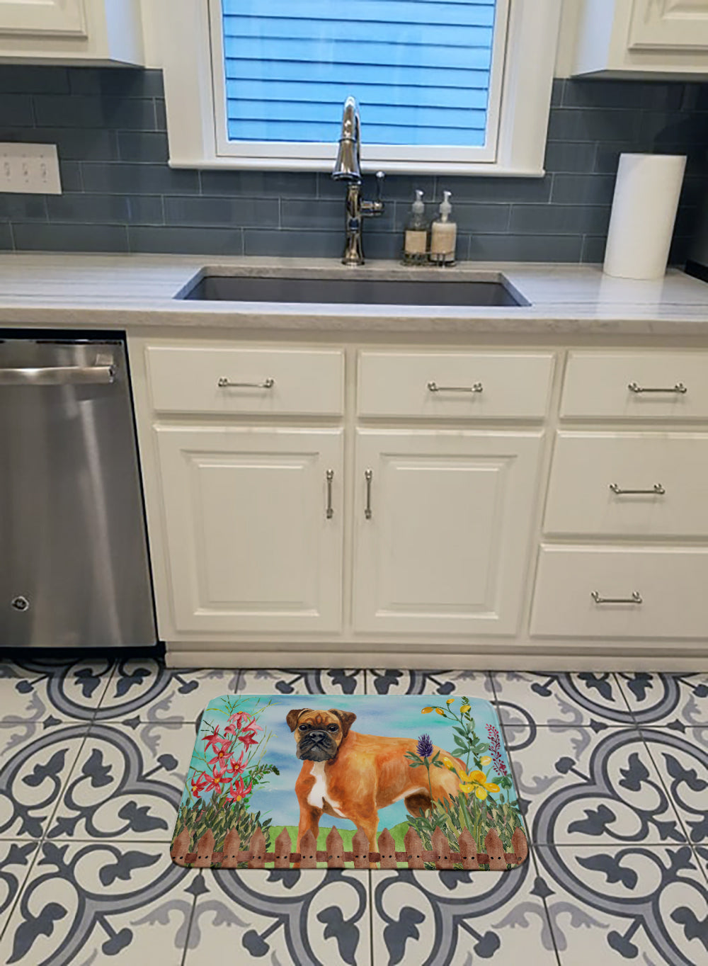 German Boxer Spring Memory Foam Kitchen Mat Machine Washable Anti-Fatigue Cushion Comfort Bath or Kitchen Rug