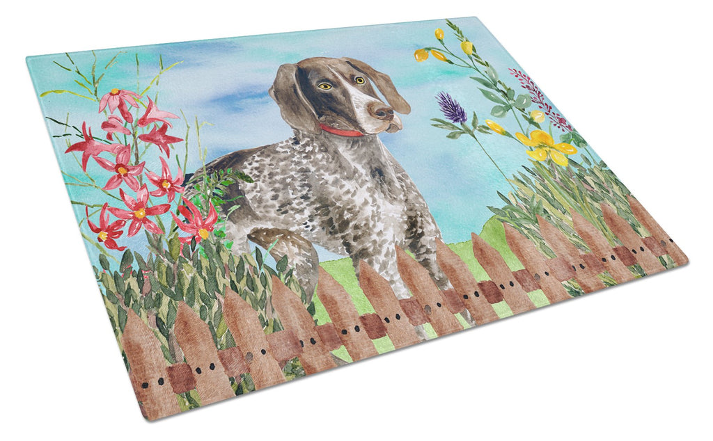 German Shorthaired Pointer Spring Cutting Board Tempered Glass Kitchen Cutting Surface, Heat Resistant Chopping, Non-Slip Feet, Food Prep & Serving