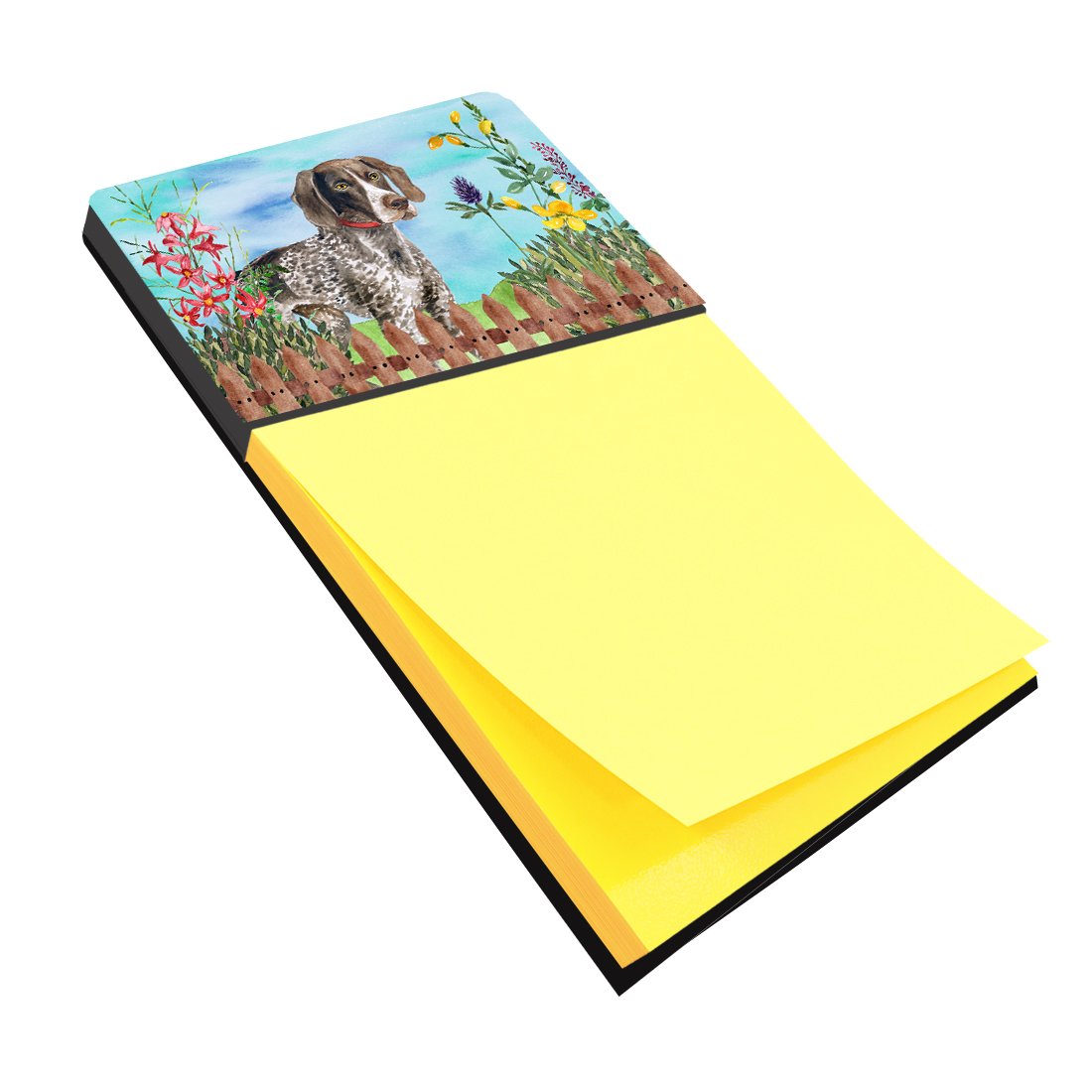 German Shorthaired Pointer Spring Watercolor Sticky Note Holder Refillable Dispenser Desk Accessory 3x3 Pad Gift