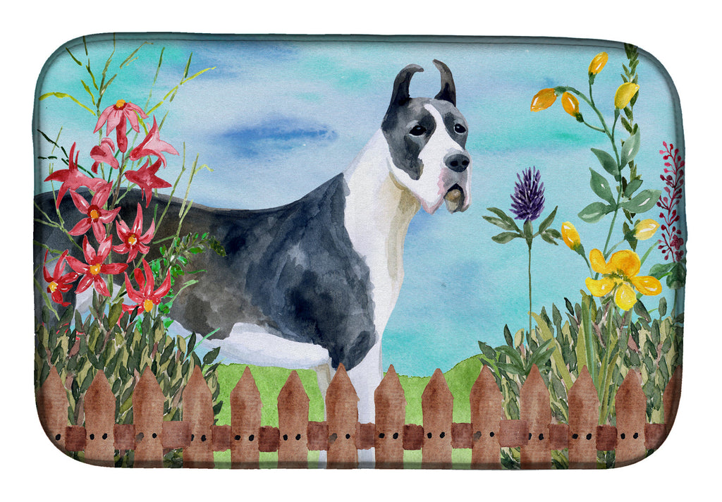 Harlequin Great Dane Spring Dish Drying Mat Absorbent Dish Drying Mat Pad for Kitchen Counter Dish Drainer Mat for Countertop, 14 x 21", Multicolor