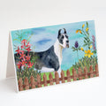 Harlequin Great Dane Spring Greeting Cards Pack of 8 Blank Cards with Envelopes Whimsical A7 Size 5x7