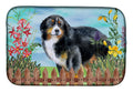 Bernese Mountain Dog Spring Dish Drying Mat Absorbent Dish Drying Mat Pad for Kitchen Counter Dish Drainer Mat for Countertop, 14 x 21", Multicolor