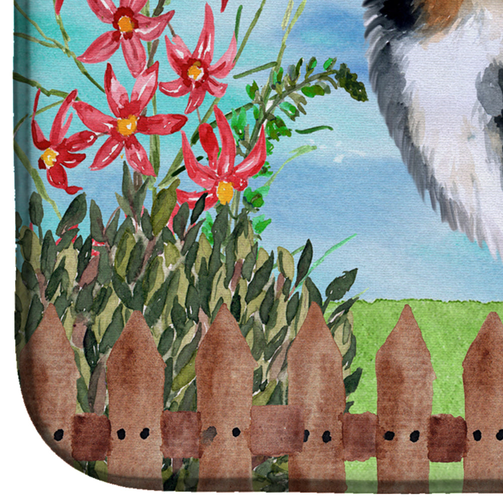 Bernese Mountain Dog Spring Dish Drying Mat Absorbent Dish Drying Mat Pad for Kitchen Counter Dish Drainer Mat for Countertop, 14 x 21", Multicolor