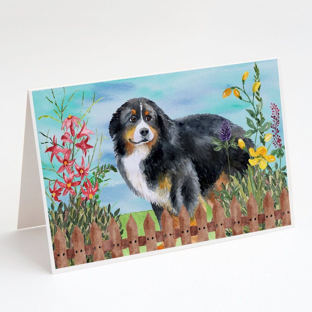 Bernese Mountain Dog Spring Greeting Cards Pack of 8 Blank Cards with Envelopes Whimsical A7 Size 5x7