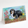 Bernese Mountain Dog Spring Greeting Cards Pack of 8 Blank Cards with Envelopes Whimsical A7 Size 5x7