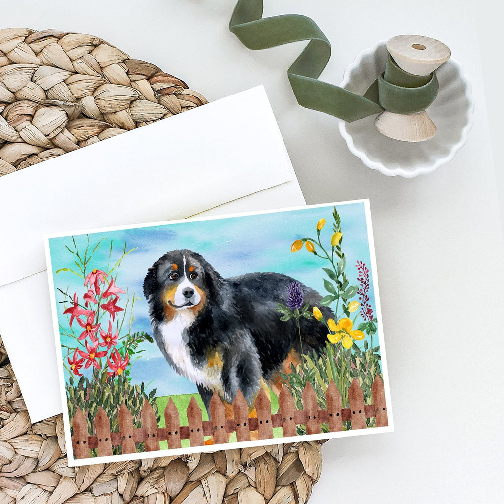 Bernese Mountain Dog Spring Greeting Cards Pack of 8 Blank Cards with Envelopes Whimsical A7 Size 5x7