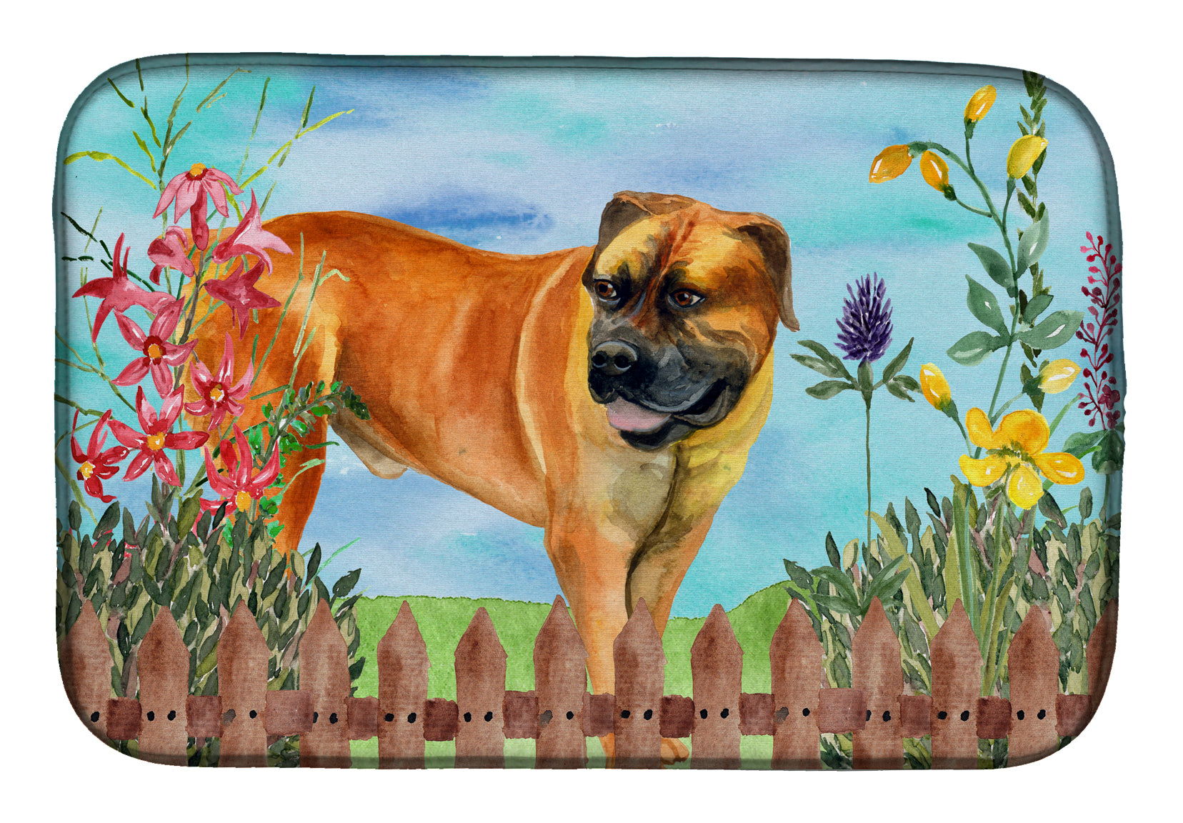 Boerboel Mastiff Spring Dish Drying Mat Absorbent Dish Drying Mat Pad for Kitchen Counter Dish Drainer Mat for Countertop, 14 x 21", Multicolor