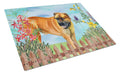 Boerboel Mastiff Spring Cutting Board Tempered Glass Kitchen Cutting Surface, Heat Resistant Chopping, Non-Slip Feet, Food Prep & Serving