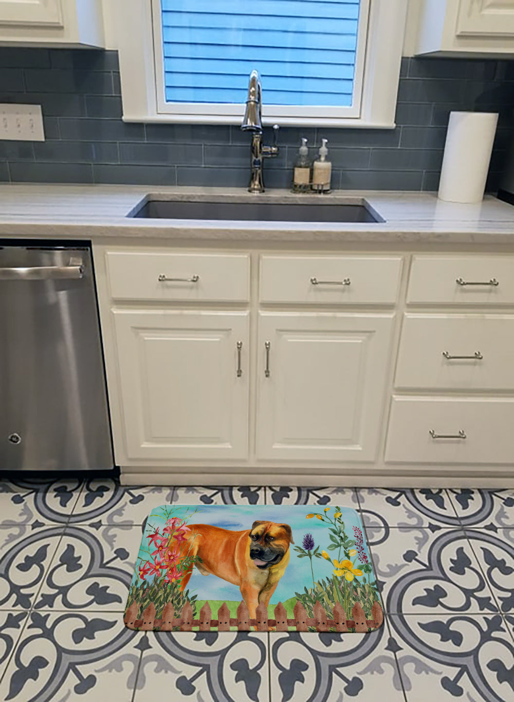 Boerboel Mastiff Spring Memory Foam Kitchen Mat Machine Washable Anti-Fatigue Cushion Comfort Bath or Kitchen Rug