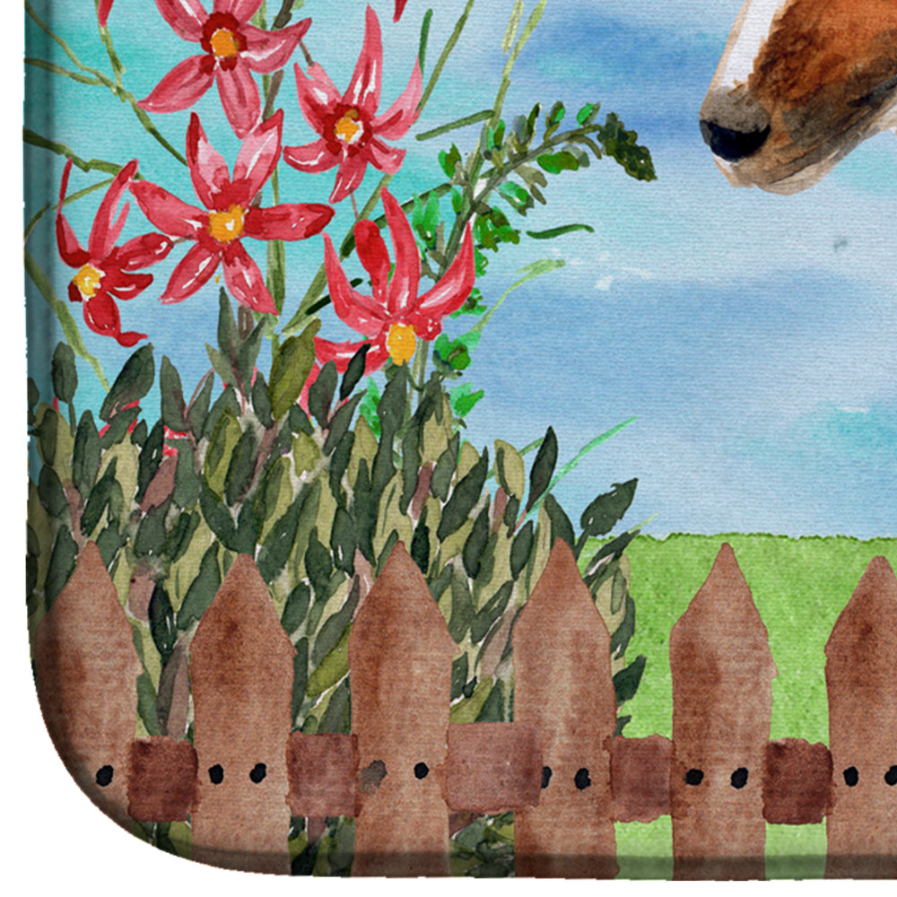Smooth Fox Terrier Spring Dish Drying Mat Absorbent Dish Drying Mat Pad for Kitchen Counter Dish Drainer Mat for Countertop, 14 x 21", Multicolor