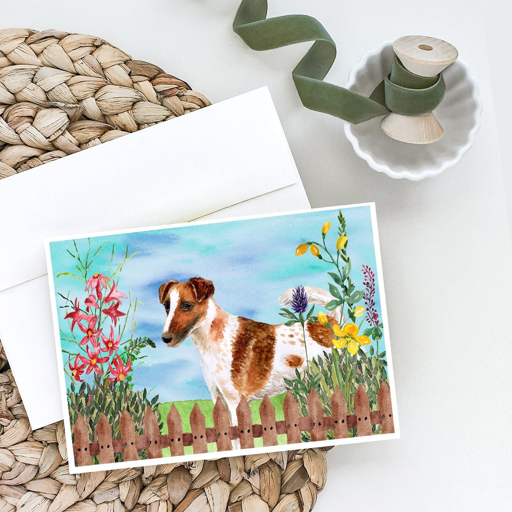 Smooth Fox Terrier Spring Greeting Cards Pack of 8 Blank Cards with Envelopes Whimsical A7 Size 5x7