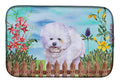 Bichon Frise Spring Dish Drying Mat Absorbent Dish Drying Mat Pad for Kitchen Counter Dish Drainer Mat for Countertop, 14 x 21", Multicolor