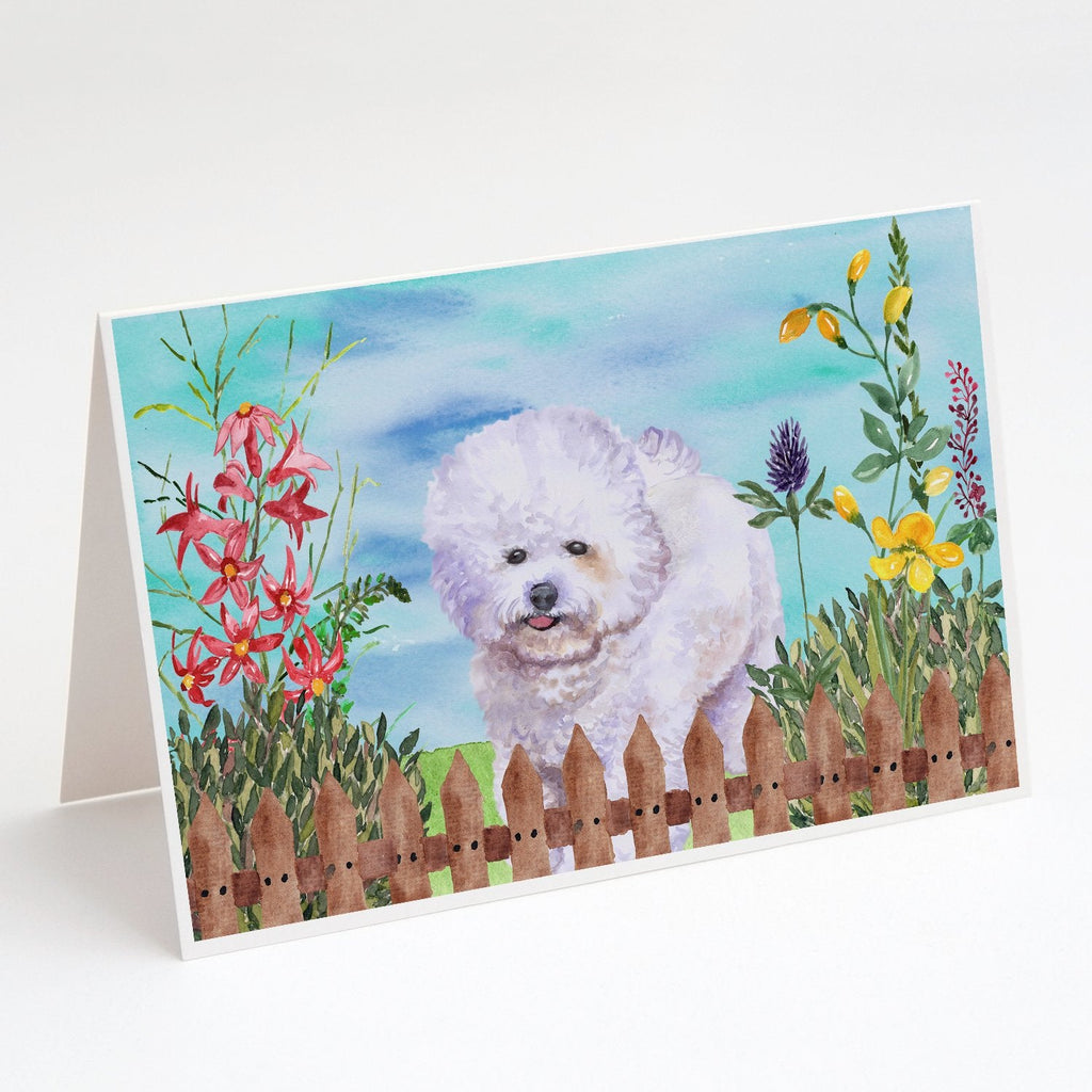 Bichon Frise Spring Greeting Cards Pack of 8 Blank Cards with Envelopes Whimsical A7 Size 5x7