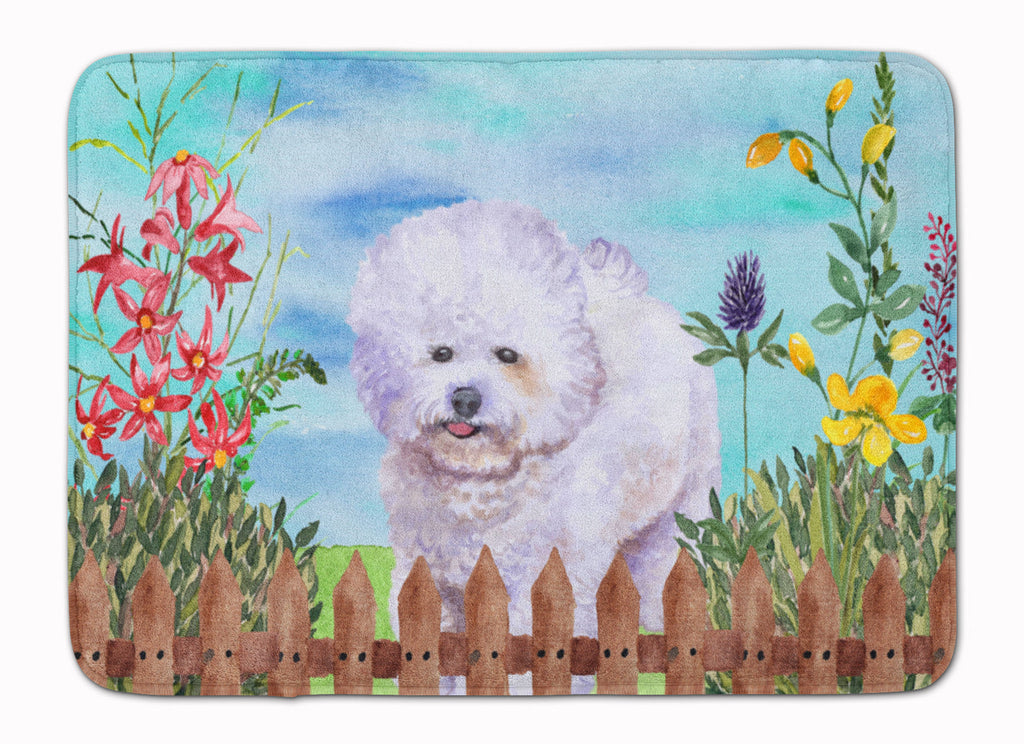 Bichon Frise Spring Memory Foam Kitchen Mat Machine Washable Anti-Fatigue Cushion Comfort Bath or Kitchen Rug