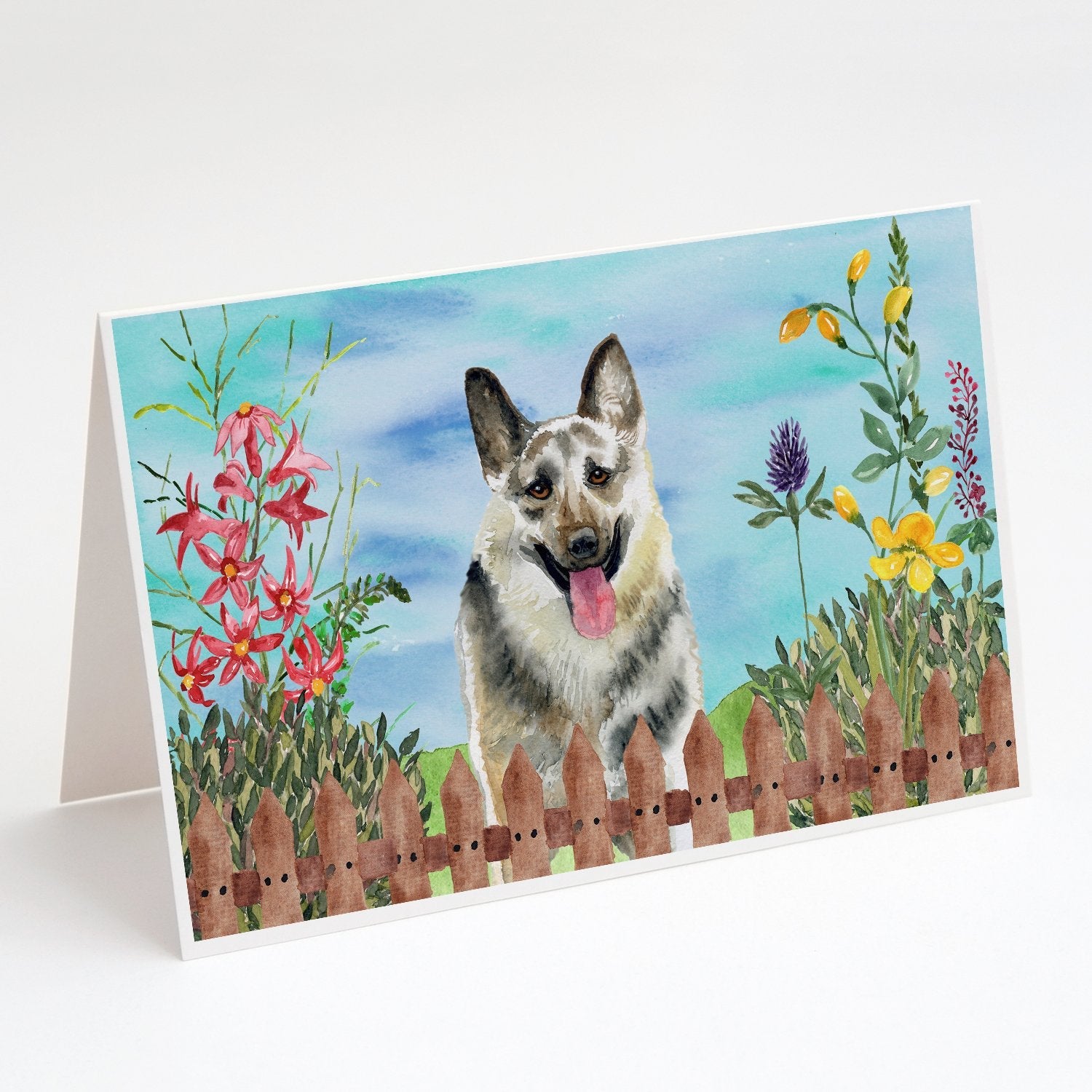 East-European Shepherd Spring Greeting Cards Pack of 8 Blank Cards with Envelopes Whimsical A7 Size 5x7