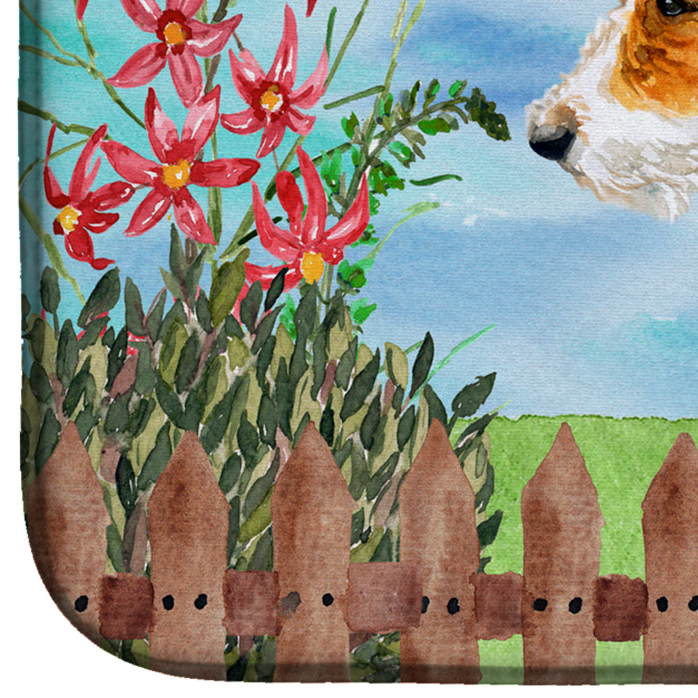 Fox Terrier Spring Dish Drying Mat Absorbent Dish Drying Mat Pad for Kitchen Counter Dish Drainer Mat for Countertop, 14 x 21", Multicolor