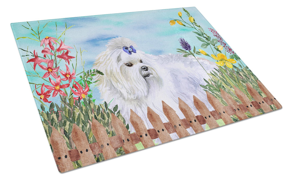 Maltese Spring Cutting Board Tempered Glass Kitchen Cutting Surface, Heat Resistant Chopping, Non-Slip Feet, Food Prep & Serving