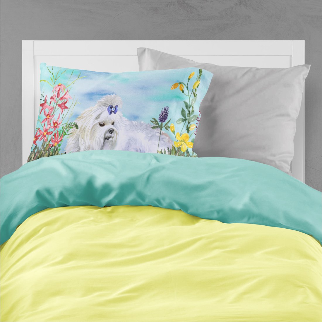 Maltese Spring Standard Pillowcase Lightweight Super Soft Easy Care Decorative Artwork Pillowcase, Standard