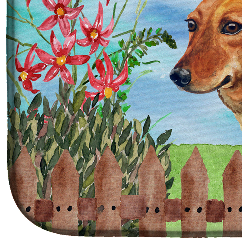 Dachshund Spring Dish Drying Mat Absorbent Dish Drying Mat Pad for Kitchen Counter Dish Drainer Mat for Countertop, 14 x 21", Multicolor