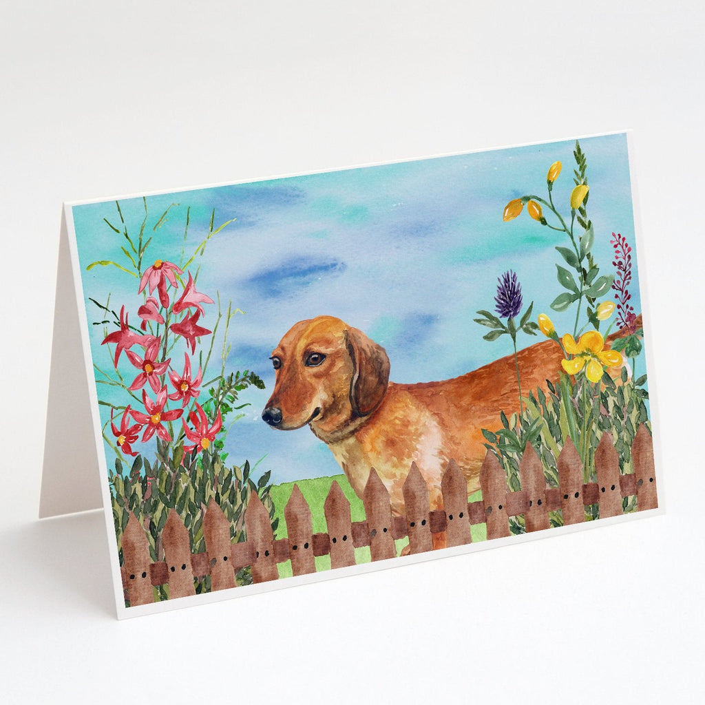 Dachshund Spring Greeting Cards Pack of 8 Blank Cards with Envelopes Whimsical A7 Size 5x7
