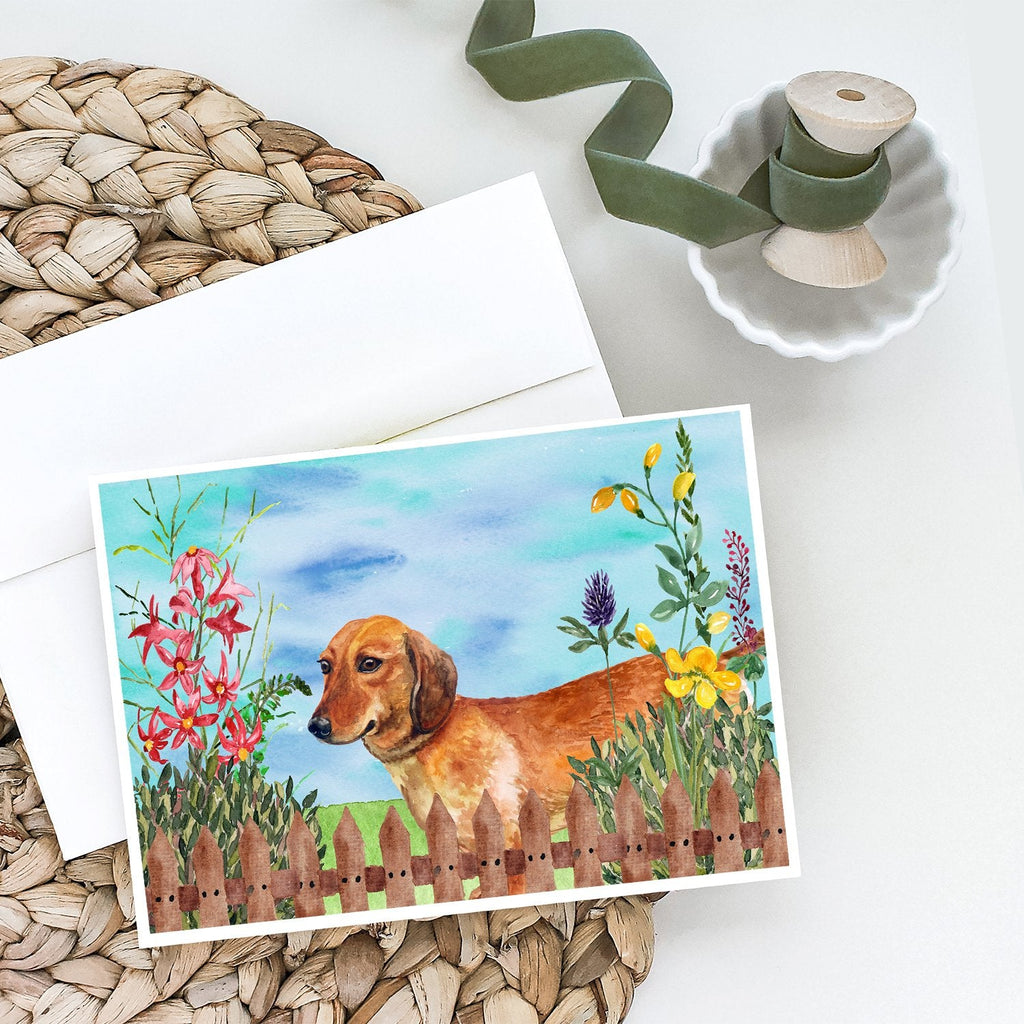 Dachshund Spring Greeting Cards Pack of 8 Blank Cards with Envelopes Whimsical A7 Size 5x7
