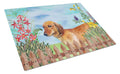 Dachshund Spring Cutting Board Tempered Glass Kitchen Cutting Surface, Heat Resistant Chopping, Non-Slip Feet, Food Prep & Serving