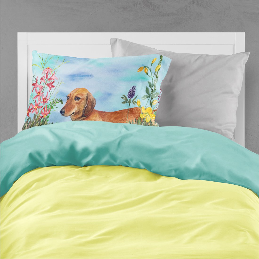 Dachshund Spring Standard Pillowcase Lightweight Super Soft Easy Care Decorative Artwork Pillowcase, Standard