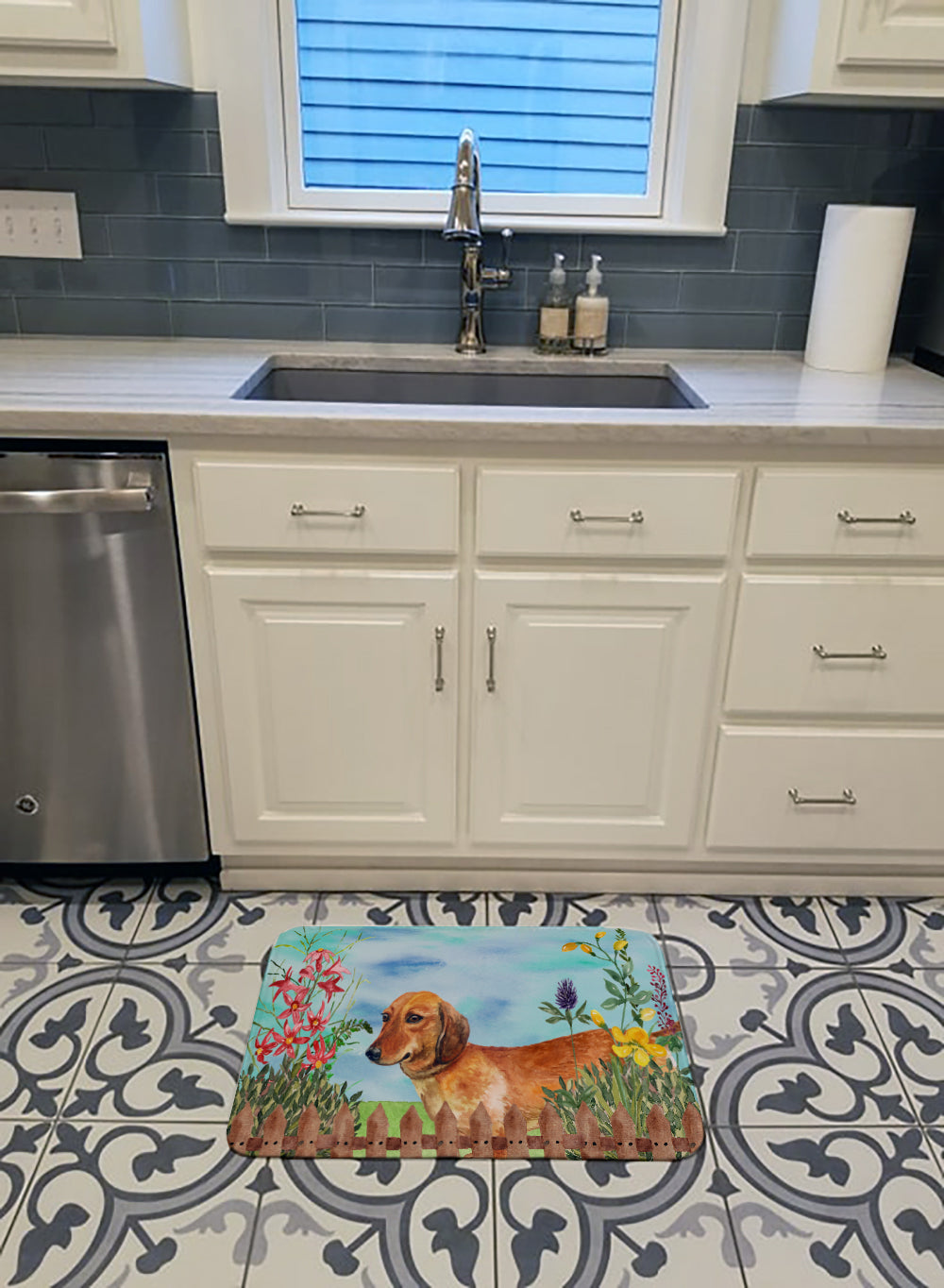 Dachshund Spring Memory Foam Kitchen Mat Machine Washable Anti-Fatigue Cushion Comfort Bath or Kitchen Rug
