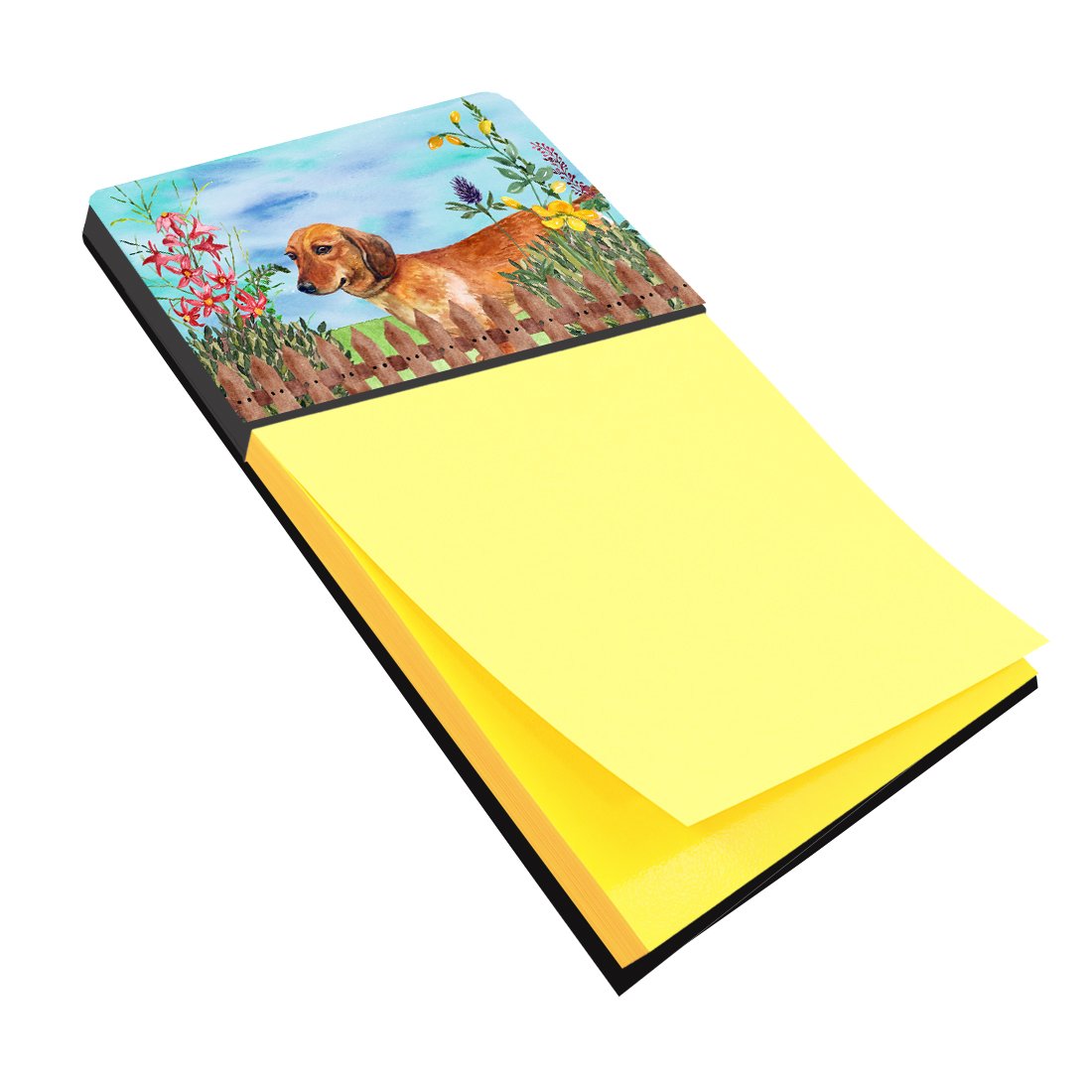 Dachshund Spring Watercolor Sticky Note Holder Refillable Dispenser Desk Accessory 3x3 Pad Gift