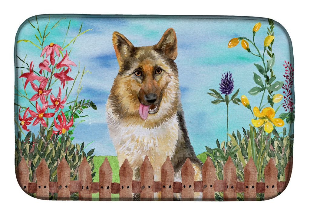 German Shepherd Spring Dish Drying Mat Absorbent Dish Drying Mat Pad for Kitchen Counter Dish Drainer Mat for Countertop, 14 x 21", Multicolor