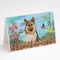 German Shepherd Spring Greeting Cards Pack of 8 Blank Cards with Envelopes Whimsical A7 Size 5x7